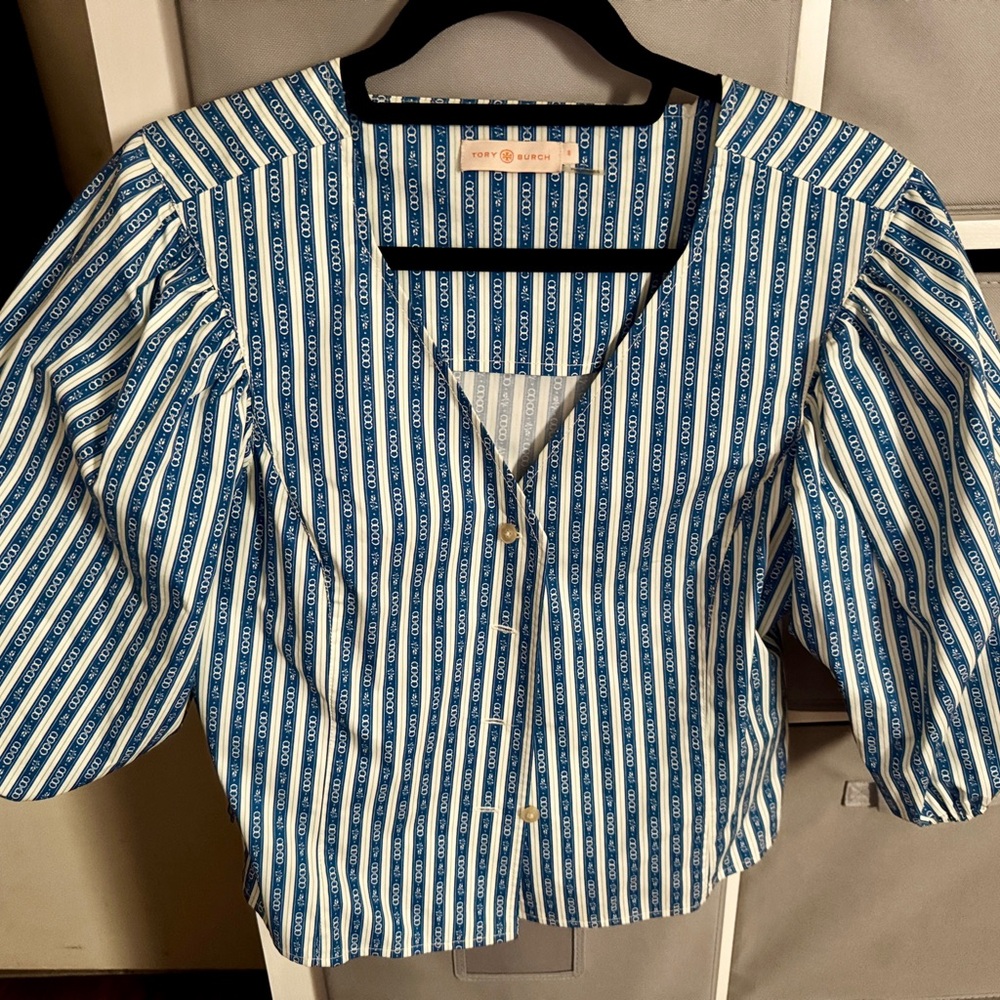 Tory Burch Blue and white Striped Blouse